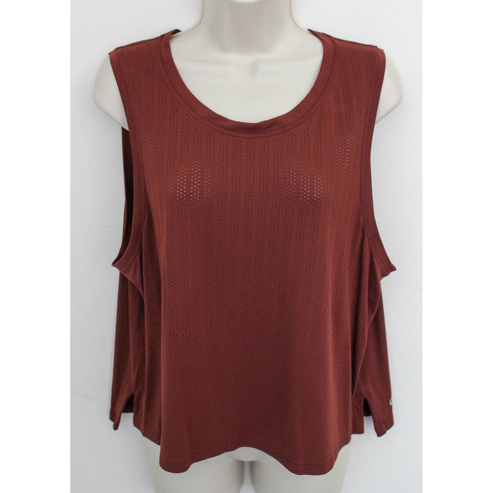 Lululemon Tank Top Womens 12 Red Rust‎ Mesh Crop Train To Be Running Pullover